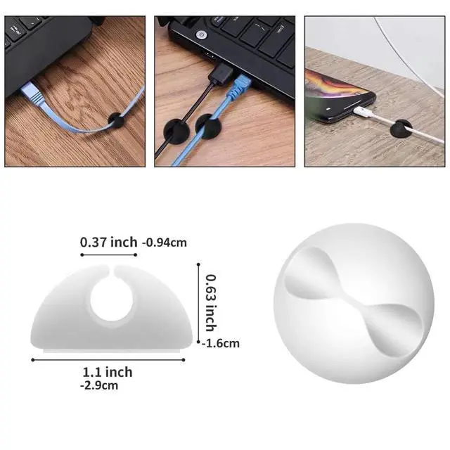 Alt view image 3 of 7 - Cord Holder Cable Clips, 12PCS Self-Adhesive Wire Management Keeper Cord Organizer Charger Holder for Desktop USB Charging Cable Nightstand Power Cord Mouse Cable Wire PC Office Home (White)