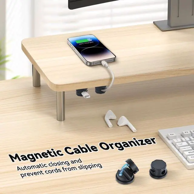 Alt view image 2 of 7 - 12 Pack Cable Management Holder Magnetic 360° Rotatable Cable Clips Self-Adhesive Cord Organizer Holders for Nightstand, Office, Desk, Desk Organizers and Accessories