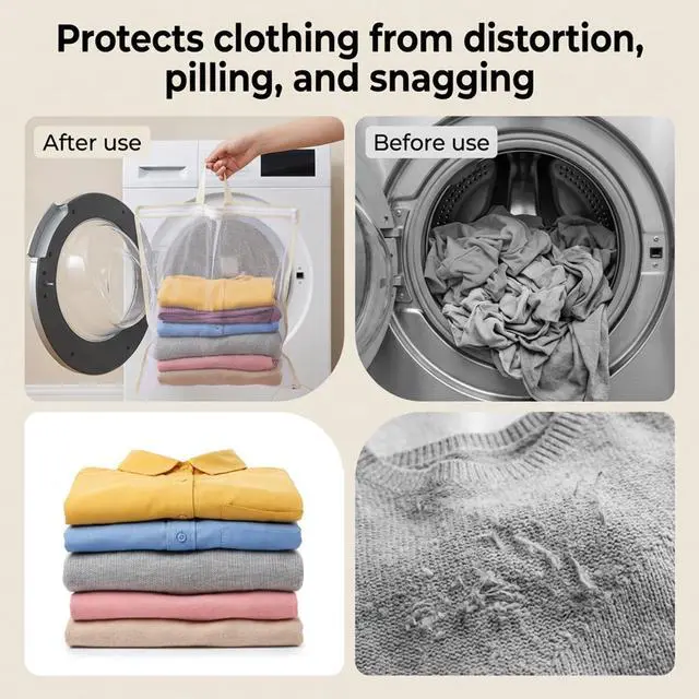 Alt view image 7 of 7 - 4 Pcs Mesh Laundry Bags for Washing Machine, Wash Bag for Clothes | 4 Sizes Hanging Wash Bags with S Hooks for Delicates Lingerie Socks, Reusable Honeycomb Mesh Laundry Organizer
