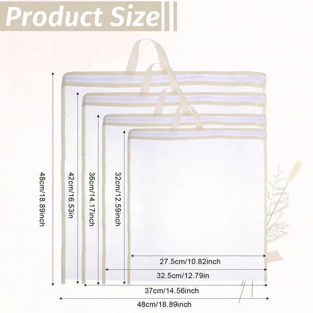 Alt view image 2 of 7 - 4 Pcs Mesh Laundry Bags for Washing Machine, Wash Bag for Clothes | 4 Sizes Hanging Wash Bags with S Hooks for Delicates Lingerie Socks, Reusable Honeycomb Mesh Laundry Organizer