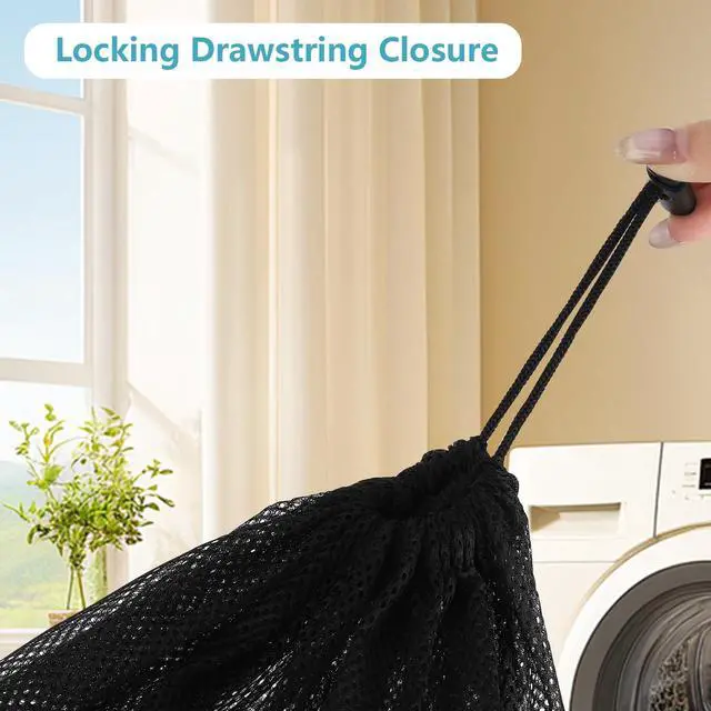 Alt view image 3 of 6 - 4 Pcs Laundry Bags Mesh Wash Bags 23.6 x 35 In Large Laundry Drawstring Bag | Laundry Bag for Home, College, Travel, Dorms