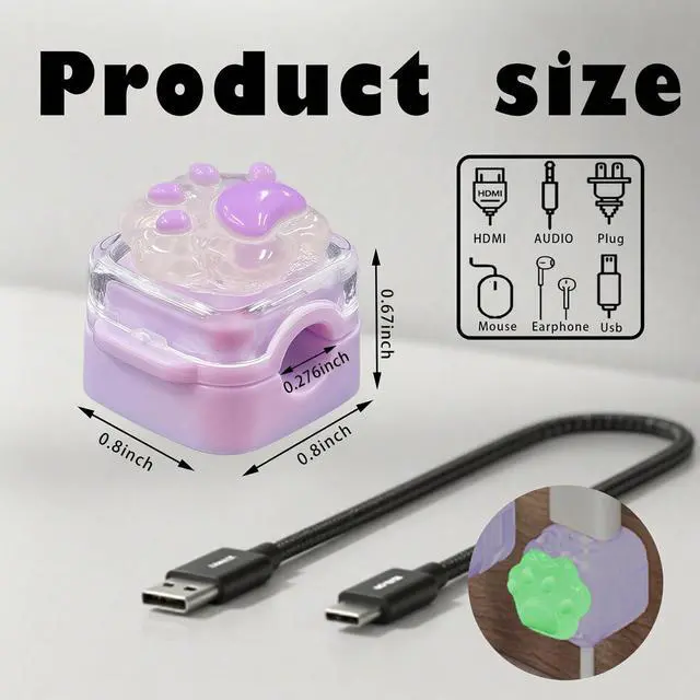 Alt view image 2 of 7 - 9Pack Magnetic Cable Clips,Night-Glowing Cord Holder,Purple Cat | Cute Charger Holder,Strong Adhesive Cable Management,For Nightstand Office Car Home Desk Wall