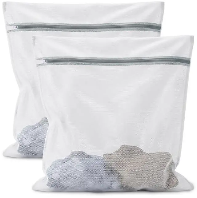 Main image of 2Pcs Delicate Mesh Washing Bag for Laundry Extra Large Durable Laundry Bags Travel Organization Bag for Lingerie Clothes Sweater Cotton Clothes Shoes Sock 24 x 24 Inches(2XXL)