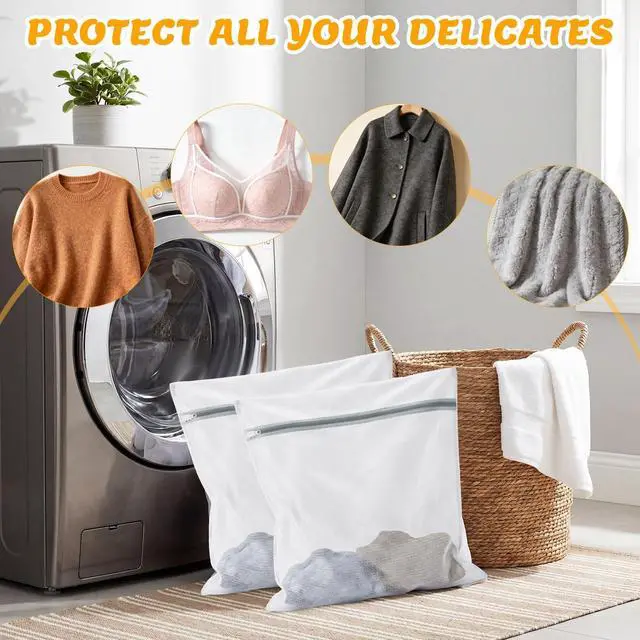 Alt view image 5 of 7 - 2Pcs Delicate Mesh Washing Bag for Laundry Extra Large Durable Laundry Bags Travel Organization Bag for Lingerie Clothes Sweater Cotton Clothes Shoes Sock 24 x 24 Inches(2XXL)