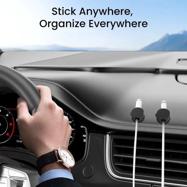 Alt view image 7 of 7 - Magnetic Cable Clips Cord Organizer 10 Pack 360° Adhesive Phone Cord Holder for Desk, Nightstand, Car, Home, Office Cable Management Accessories-Black