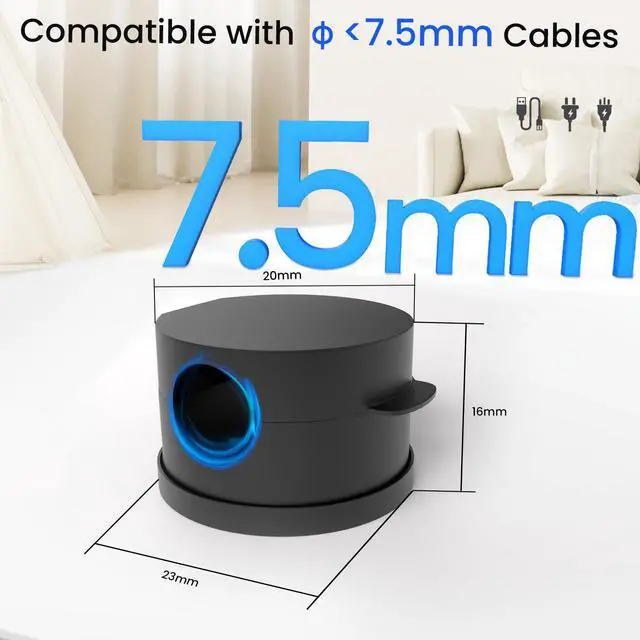 Alt view image 4 of 7 - Magnetic Cable Clips Cord Organizer 10 Pack 360° Adhesive Phone Cord Holder for Desk, Nightstand, Car, Home, Office Cable Management Accessories-Black