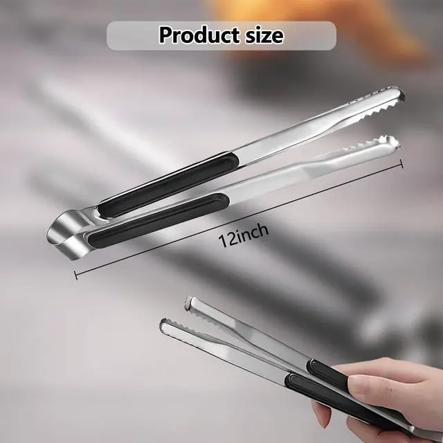 Alt view image 2 of 7 - BBQ Tongs Premium Korean Cooking Heat Resistant Metal Kitchen Utensils Set for Frying Grilling Meat Hot Pot and Ice 12 inch Non Slip Grip Tongs for Cooking Essentials