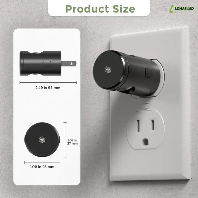 Alt view image 5 of 7 - Night Lights Plug into Wall, Dimmable Night Light Plug in | 3000K/5000K/Amber, 5 Lever Brightness, Nightlight Dusk to Dawn Sensor, 180° Rotatable, Bedroom, Bathroom, Hallway, 2Pack