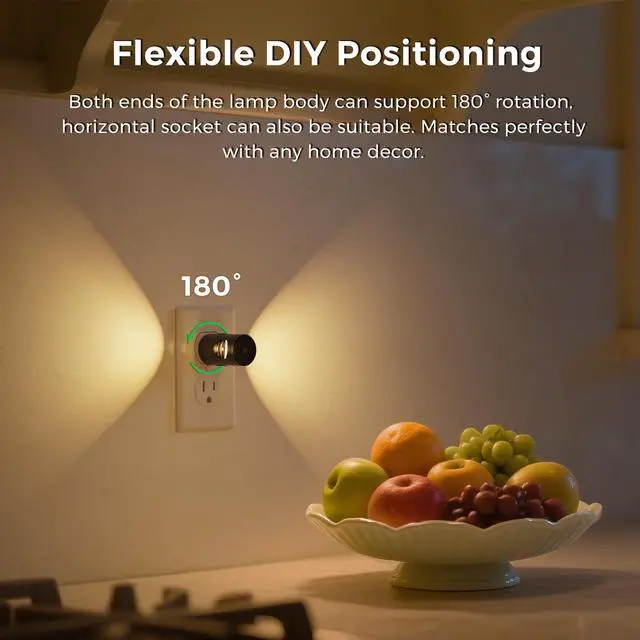 Alt view image 7 of 7 - Night Lights Plug into Wall, Dimmable Night Light Plug in | 3000K/5000K/Amber, 5 Lever Brightness, Nightlight Dusk to Dawn Sensor, 180° Rotatable, Bedroom, Bathroom, Hallway, 2Pack