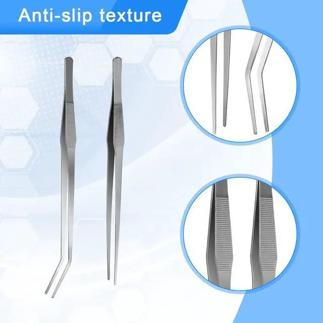 Alt view image 3 of 7 - 15 In Aquarium Tweezers Set, Straight And Curved Feeding Tongs | 15in Stainless Steel Straight And Curved Tweezers, For Fish Tank Plants, Aquascaping, Cleaning And Feeding, Anti-rust Durable
