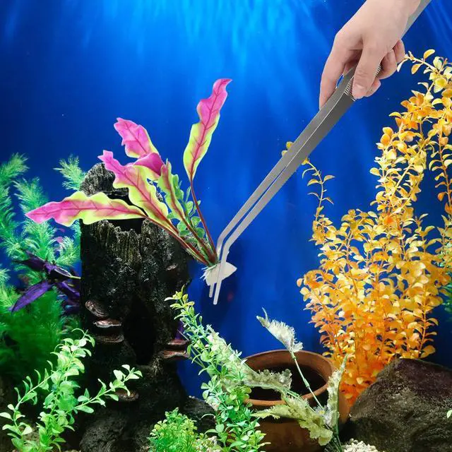 Alt view image 7 of 7 - 15 In Aquarium Tweezers Set, Straight And Curved Feeding Tongs | 15in Stainless Steel Straight And Curved Tweezers, For Fish Tank Plants, Aquascaping, Cleaning And Feeding, Anti-rust Durable