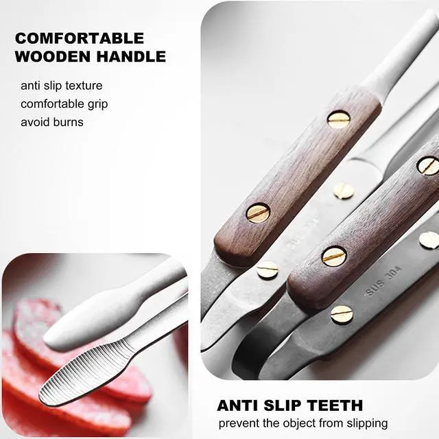 Alt view image 3 of 7 - Tweezers for Cooking - Reptile Feeding Tongs for Gecko, Bearded Dragon, Snake - Long Forceps for Aquarium Plant (Silvery Walnut-9.5"/1Pcs)