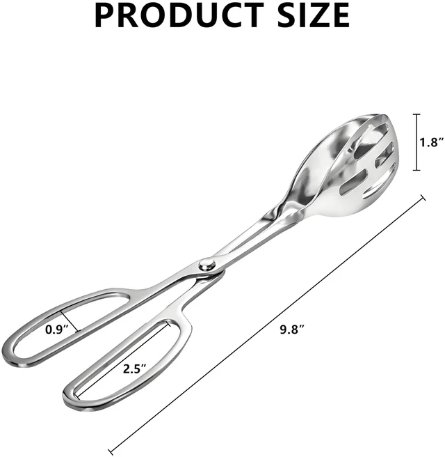 Alt view image 2 of 7 - Thickened Stainless Steel Kitchen Tongs - 10 Inch Stainless Steel Salad Tongs for Cooking, Serving, Baking, BBQ, Buffet, Scissor Design