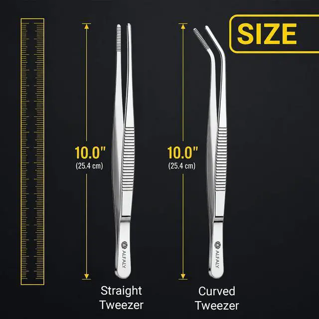 Alt view image 2 of 7 - 2pcs 10" long Tweezers for crafts & Plants - Large Tweezers Multi Purpose | Stainless Steel , Garden Tweezers ,Seed, Succulent , Bonsai ,Cactus , Kitchen, Crafts, Aquarium, Reptile , long handle , Big