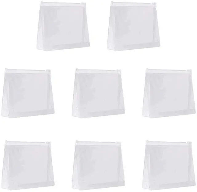 Main image of 8pcs-Mini Small PVC Transparent Plastic Cosmetic Organizer Bag Pouch With Zipper Closure for Vacation Travel, Bathroom and Organizing Makeup Bag
