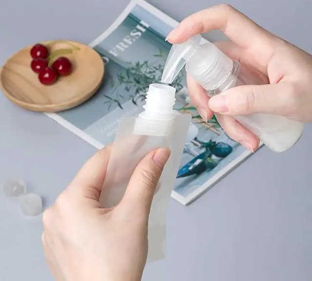 Alt view image 7 of 7 - 10pcs Travel Pouches for Toiletries, Leak Proof Travel Fluid Makeup Packing Bag, TSA Approved Squeeze Liquid Pouches for Travel, Plastic Pouch for Lotion Shampoo Cream Hand Soap