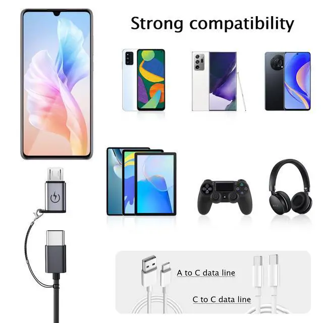 Alt view image 2 of 6 - USB C to Micro Adapter - 18W Fast Charging, 2 Sets - USB C Female to Micro Male
