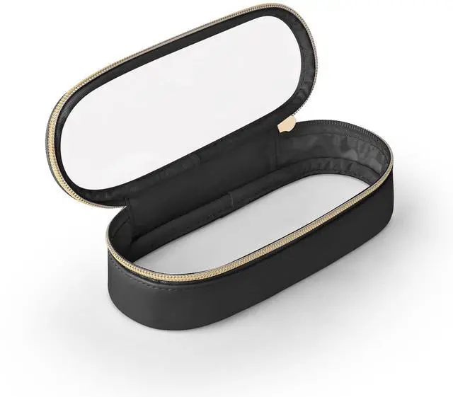Main image of Clear Travel Makeup Brush Holder, Leather Makeup Brush Toiletry Bag, Portable Cosmetic Brush Case, Transparent Waterproof Makeup Brush Storage Bag, Black
