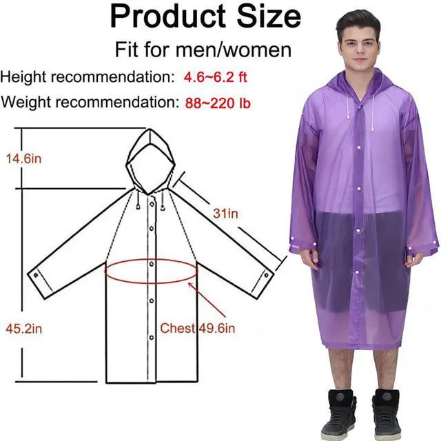 Alt view image 3 of 7 - Rain Ponchos Raincoats for Adults Women Men, Reusable 2 Pack Rain Jacket Coats with Hood for Family Disney Camping Hiking