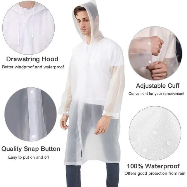 Alt view image 4 of 7 - Rain Ponchos Raincoats for Adults Women Men, Reusable 2 Pack Rain Jacket Coats with Hood for Family Disney Camping Hiking