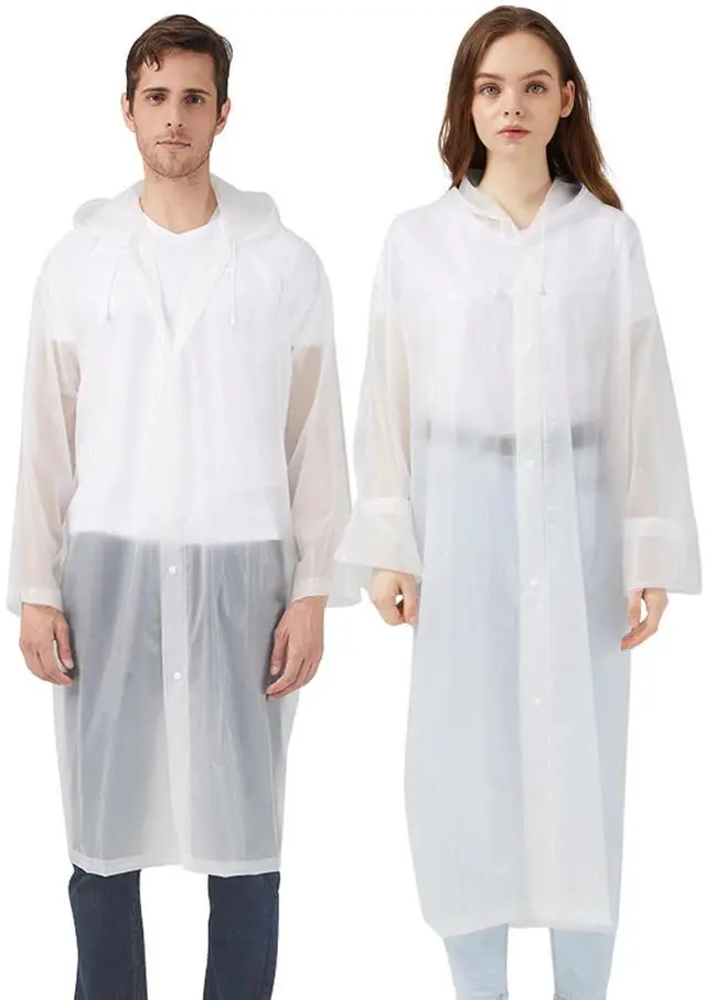Main image of Ponchos Raincoats for Adults Women, Reusable Rain Jacket Coats with Hood for Family Disney Park Travel 2 Pack (Adults, A-white)