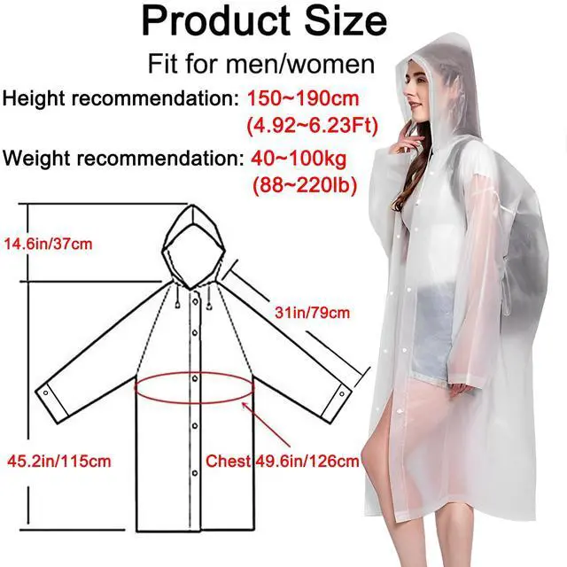 Alt view image 4 of 7 - Ponchos Raincoats for Adults Women, Reusable Rain Jacket Coats with Hood for Family Disney Park Travel 2 Pack (Adults, A-white)