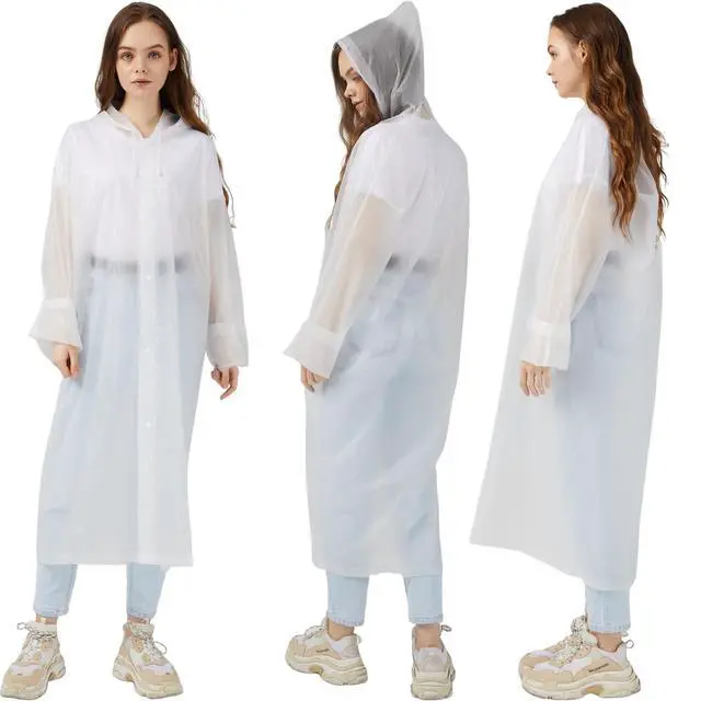 Alt view image 5 of 7 - Ponchos Raincoats for Adults Women, Reusable Rain Jacket Coats with Hood for Family Disney Park Travel 2 Pack (Adults, A-white)