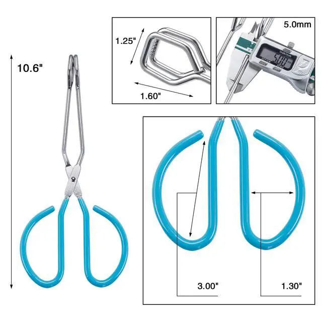 Alt view image 4 of 5 - Scissor Tongs Heavy Duty Cooking Tongs with Soft Handles (Stainless Steel, blue 10")