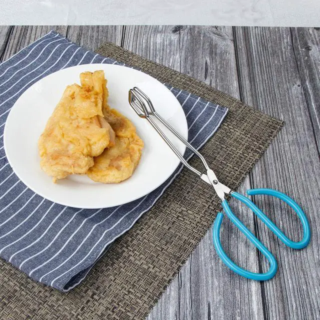 Alt view image 5 of 5 - Scissor Tongs Heavy Duty Cooking Tongs with Soft Handles (Stainless Steel, blue 10")