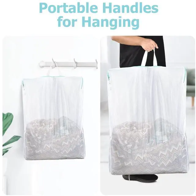 Alt view image 3 of 7 - Don't Drying, Melting 140-176,White | Mesh Laundry Bag with Handles Washing Machine Bag Zipper Opening,Don't Drying, Melting 140-176, White