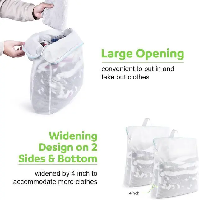 Alt view image 4 of 7 - Don't Drying, Melting 140-176,White | Mesh Laundry Bag with Handles Washing Machine Bag Zipper Opening,Don't Drying, Melting 140-176, White