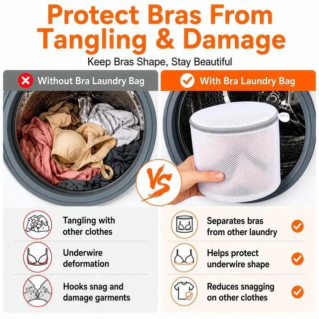 Alt view image 6 of 7 - Bra Washing Bag for Laundry, Lingerie Bag for Washing Delicates, 7" | Bra Laundry bag for Washing Machine, for Underwear, Intimates, Keep Shape, Prevent Tangling, Protect Underwire, 3Pack, Medium