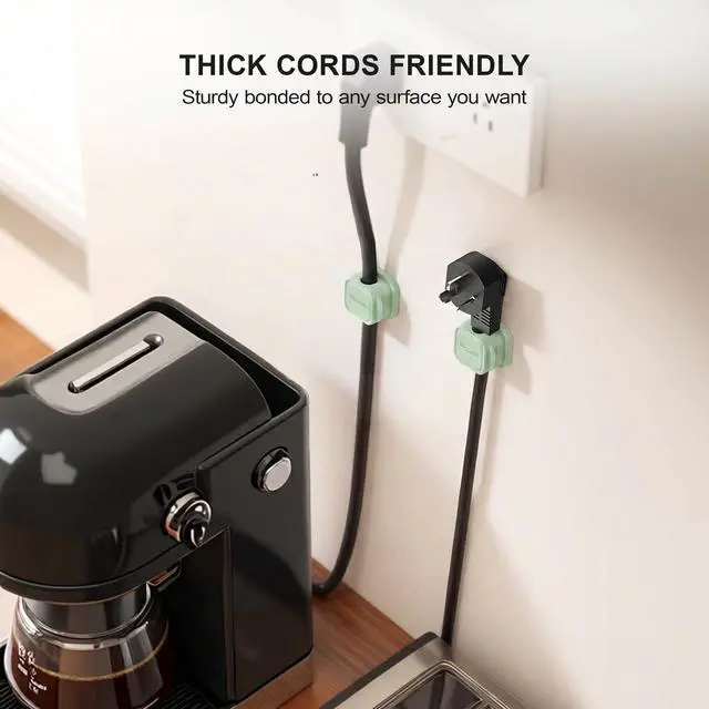 Alt view image 4 of 7 - 12 Pack Magnetic Cable Clip Organizer Cord Holder, Picozon Adhesive Cable Management, Wire Phone USB Charger Cable Holder, Keeper Organizer for Office Home Desktop Table - Green