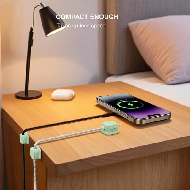 Alt view image 5 of 7 - 12 Pack Magnetic Cable Clip Organizer Cord Holder, Picozon Adhesive Cable Management, Wire Phone USB Charger Cable Holder, Keeper Organizer for Office Home Desktop Table - Green