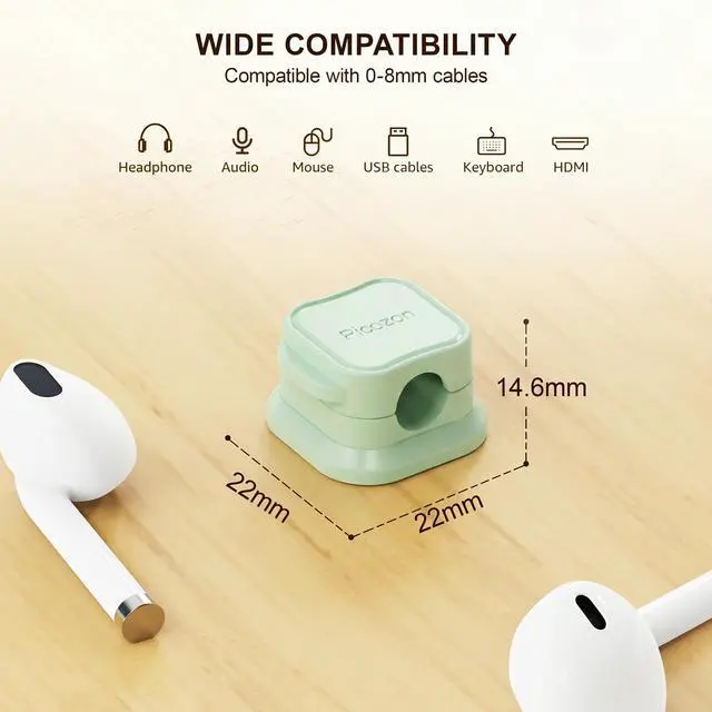 Alt view image 7 of 7 - 12 Pack Magnetic Cable Clip Organizer Cord Holder, Picozon Adhesive Cable Management, Wire Phone USB Charger Cable Holder, Keeper Organizer for Office Home Desktop Table - Green