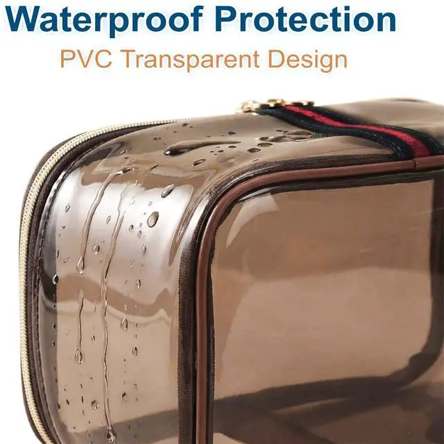 Alt view image 4 of 6 - Large Waterproof Retro Vanity Bag Transparent Cosmetic Organizer for Women