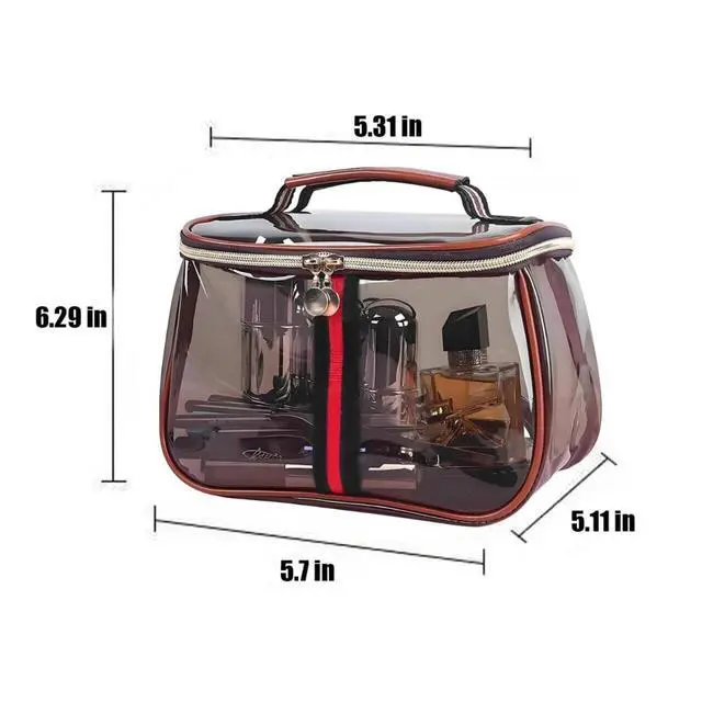 Alt view image 6 of 6 - Large Waterproof Retro Vanity Bag Transparent Cosmetic Organizer for Women