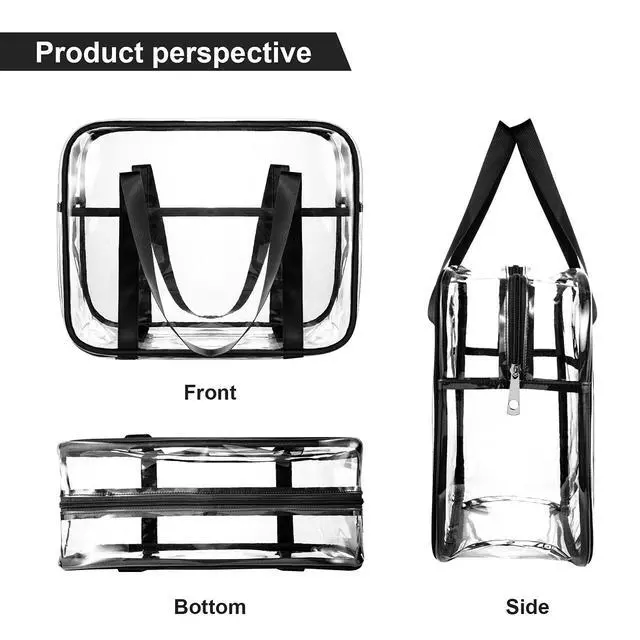 Alt view image 2 of 7 - Large Clear Makeup Bag, Cosmetics Organizer Bag, pvc Travel Toiletry Bag | Large Clear Cosmetic Bag with Zipper Transparent Waterproof Make up Case Diaper Luggage Organizer Makeup Bag with Handle