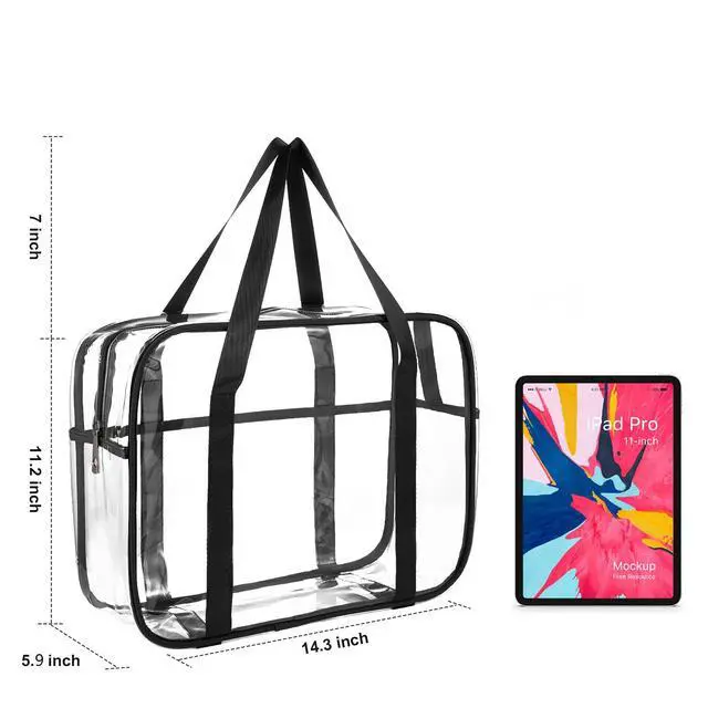Alt view image 5 of 7 - Large Clear Makeup Bag, Cosmetics Organizer Bag, pvc Travel Toiletry Bag | Large Clear Cosmetic Bag with Zipper Transparent Waterproof Make up Case Diaper Luggage Organizer Makeup Bag with Handle