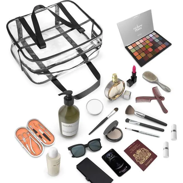 Alt view image 6 of 7 - Large Clear Makeup Bag, Cosmetics Organizer Bag, pvc Travel Toiletry Bag | Large Clear Cosmetic Bag with Zipper Transparent Waterproof Make up Case Diaper Luggage Organizer Makeup Bag with Handle