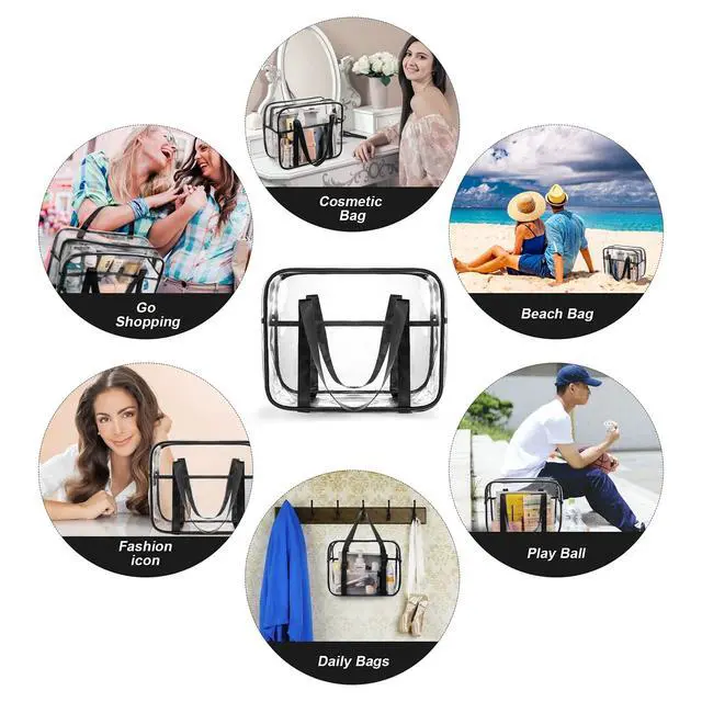 Alt view image 7 of 7 - Large Clear Makeup Bag, Cosmetics Organizer Bag, pvc Travel Toiletry Bag | Large Clear Cosmetic Bag with Zipper Transparent Waterproof Make up Case Diaper Luggage Organizer Makeup Bag with Handle