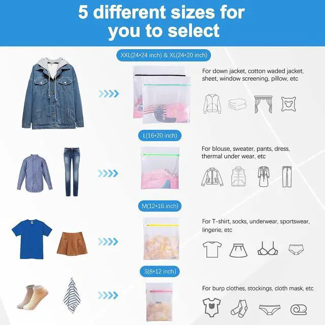 Alt view image 4 of 7 - 5 Set Mesh Laundry Bags, Delicates Washing Bags | Multisize for Sweater Blouse Hosiery Bras Machine Wash Bags for Travel Storage Organization