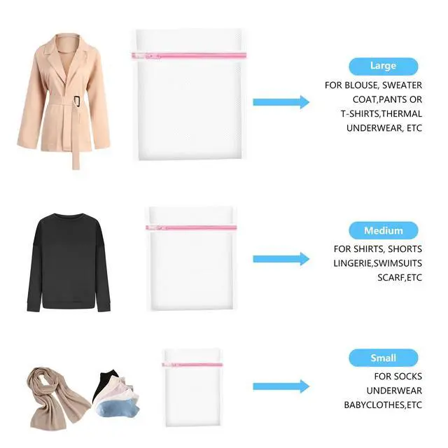Alt view image 6 of 7 - Upgraded Coarse Mesh Laundry Bag - Wash Delicate Lingerie, Garment & Shoe Storage, Travel Essentials - Durable & Breathable4Pcs, MIAETFH