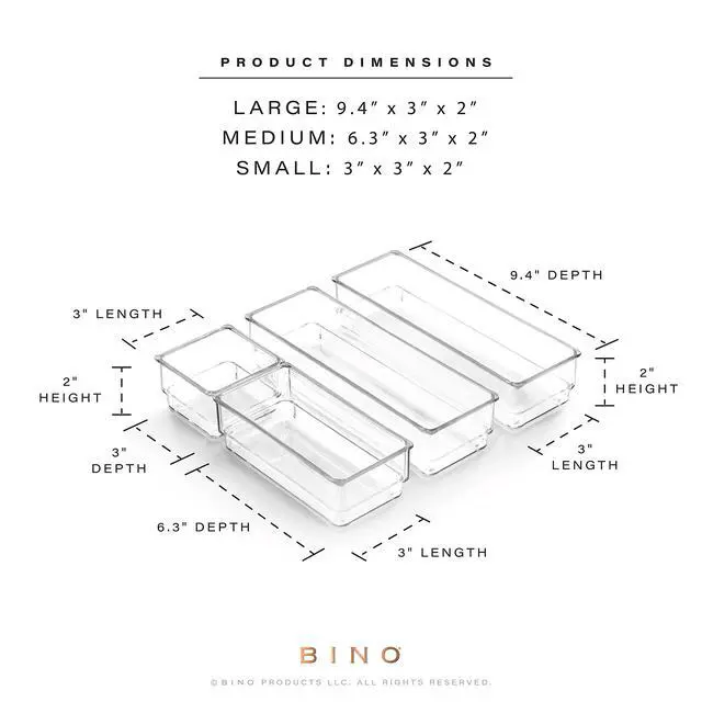 Alt view image 3 of 6 - 4-Piece Modular Drawer Bin Set | Bathroom & Vanity Drawer Organizer Trays - Small