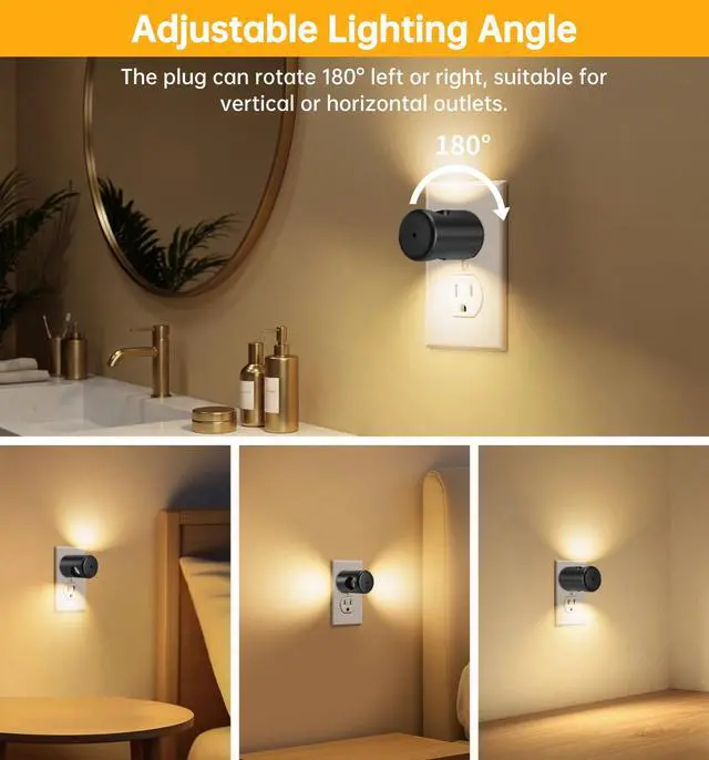Alt view image 3 of 7 - LED Motion Sensor Night Light,Plug into Wall Night Light,4-Pack | Dusk to Dawn Sensor, 90° Rotating Plug,Auto On/Off, 3000K Soft White, 100 Lumens, Non-Dimmable