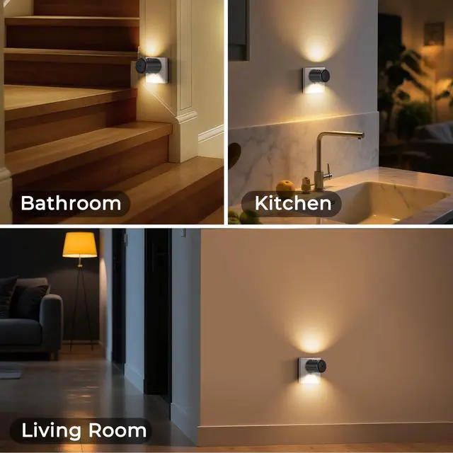 Alt view image 7 of 7 - LED Motion Sensor Night Light,Plug into Wall Night Light,4-Pack | Dusk to Dawn Sensor, 90° Rotating Plug,Auto On/Off, 3000K Soft White, 100 Lumens, Non-Dimmable