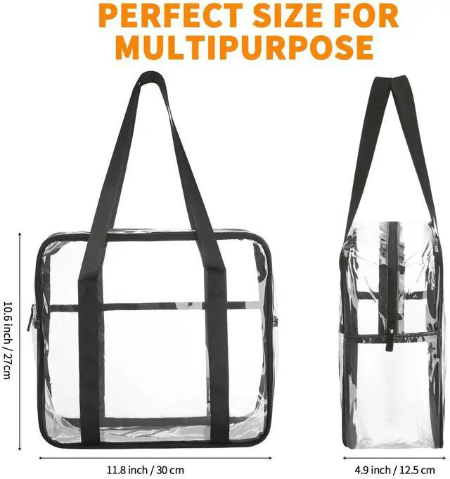 Alt view image 3 of 7 - Extra Large Clear Cosmetic Makeup Bag, Transparent PVC Tote Shoulder Bag Stadium Approved, Waterproof Clear Toiletry Carry Pouch Makeup Artist Bag Diaper Bag (Black)