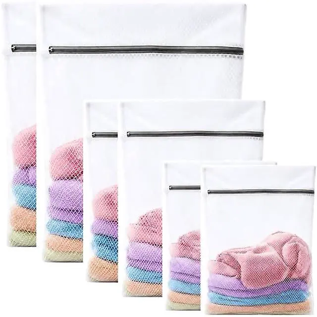 Main image of 6-Pack Honeycomb Zipper Laundry Bags, Durable Mesh Wash Bags for Delicates, Home Dorm Travel Use