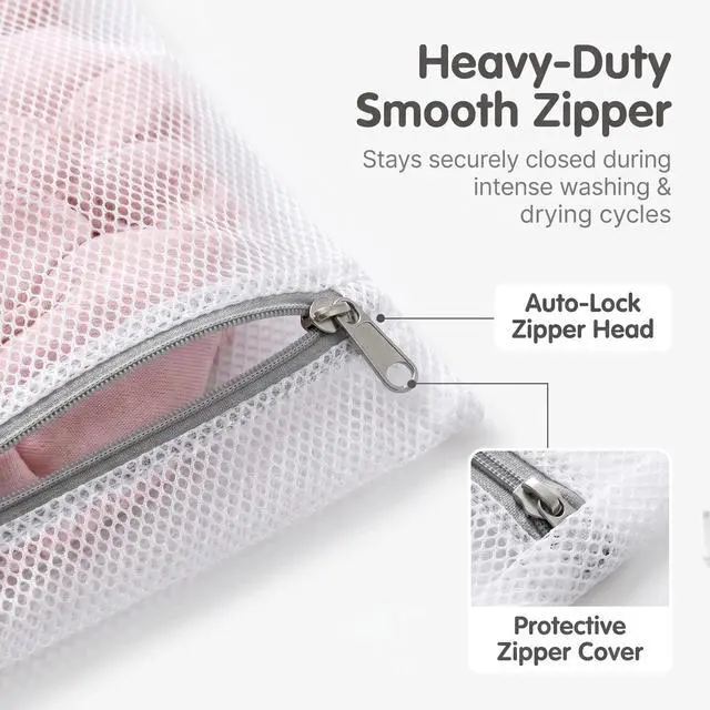 Alt view image 3 of 7 - 6-Pack Honeycomb Zipper Laundry Bags, Durable Mesh Wash Bags for Delicates, Home Dorm Travel Use