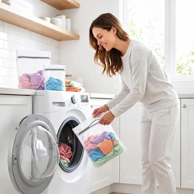 Alt view image 7 of 7 - 6-Pack Honeycomb Zipper Laundry Bags, Durable Mesh Wash Bags for Delicates, Home Dorm Travel Use